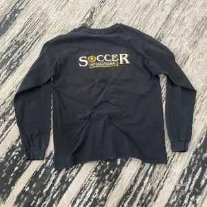 Vintage‎ 90s Soccer International Black Long Sleeve Mens XL Anvil Made in USA